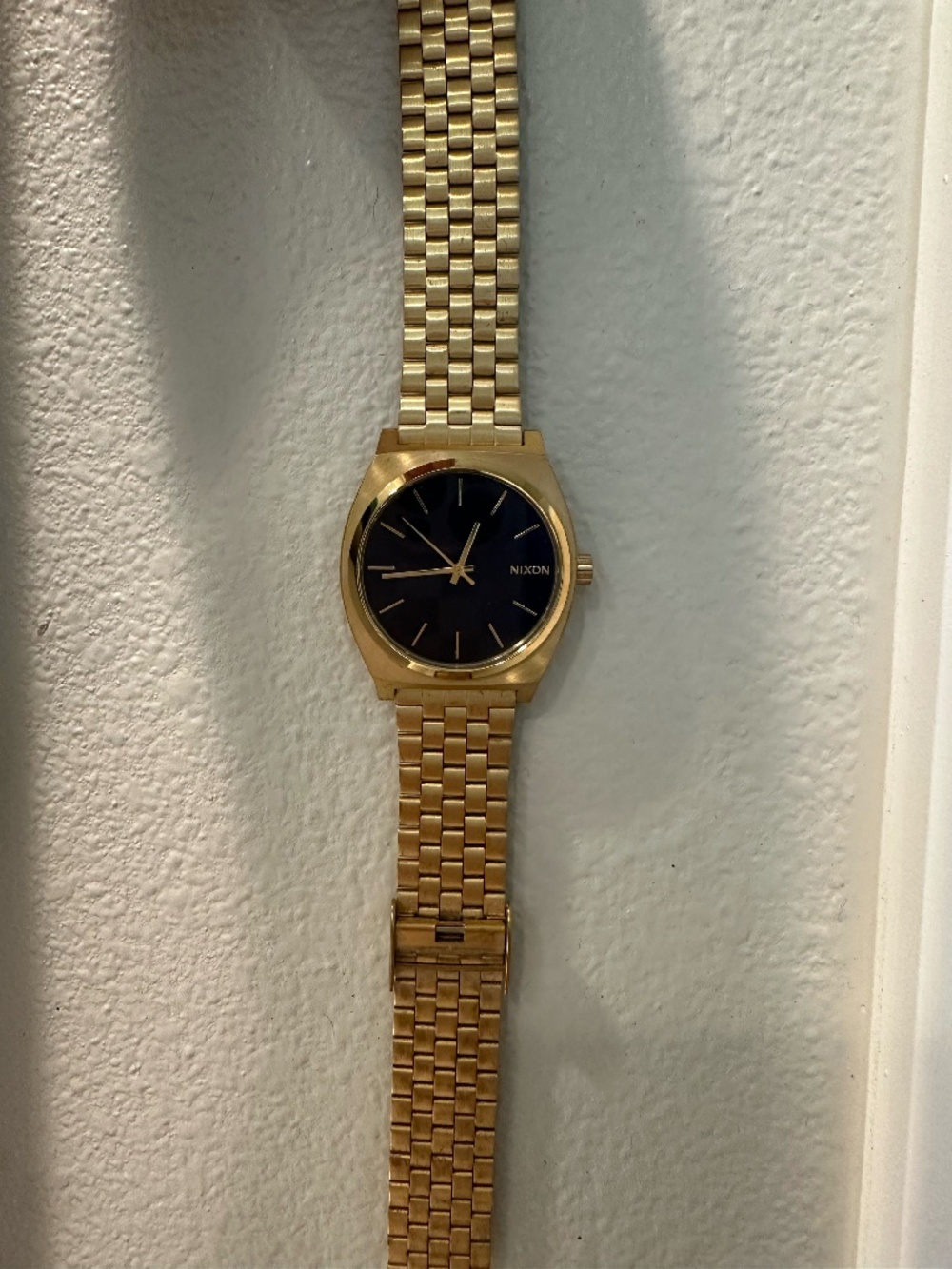 Nixon Time Teller Watch with Blue Face and Gold Band